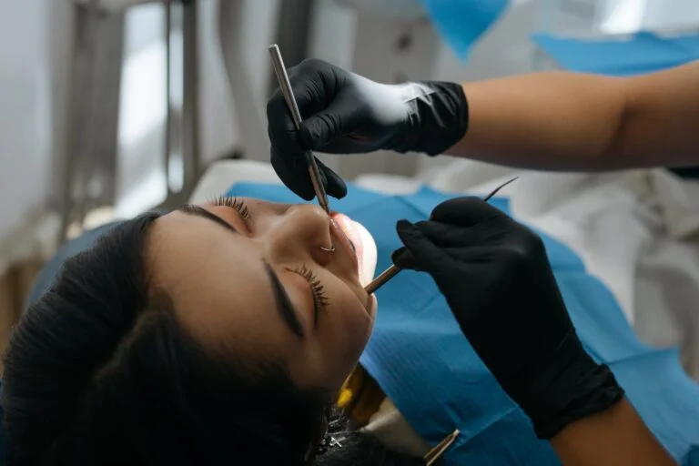 a dentist working on a patient