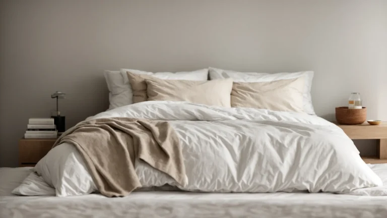 a neatly made bed in a minimalist, softly-lit bedroom invites restful sleep.