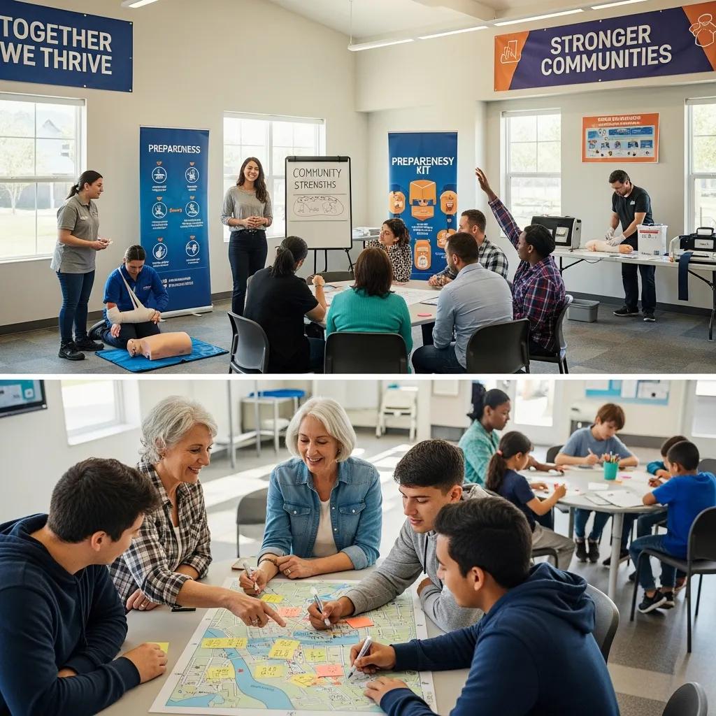 Community members engaging in resilience-building activities, highlighting the importance of community involvement in disaster preparedness